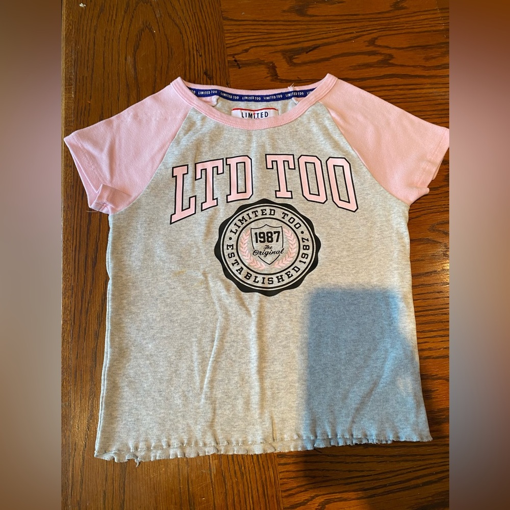 Limited Too Pink and Gray Tee - Medium